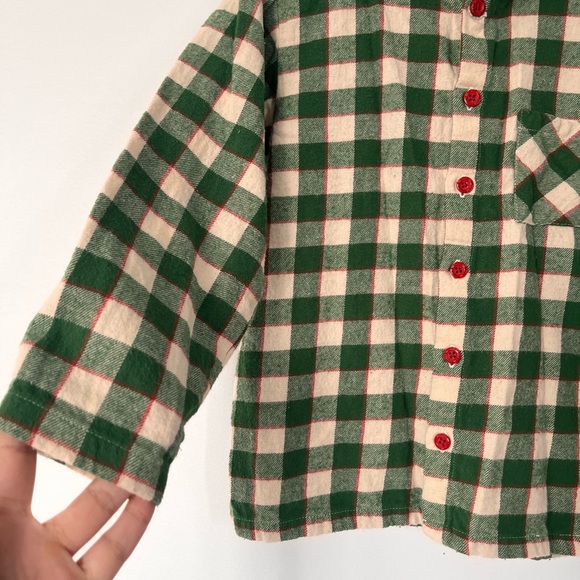 Little Green Radicals Green and Cream Plaid Kids Shirt - Picture 2 of 5